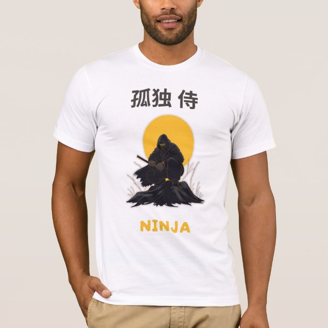 Lonely Ninja Samurai Kunstdesign T-Shirt (Vorderseite)