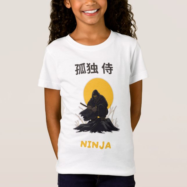 Lonely Ninja Samurai Kunstdesign T-Shirt (Vorderseite)