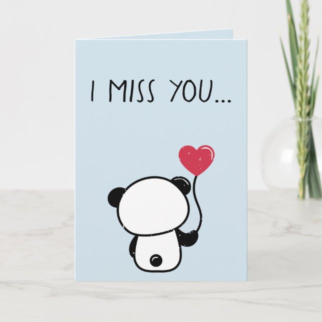 Lonely Panda Bear Miss You Grußkarte Karte (Vorderseite)