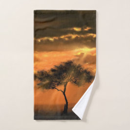 Lonely Tree Sunbeams Bath Towel Set Sunset