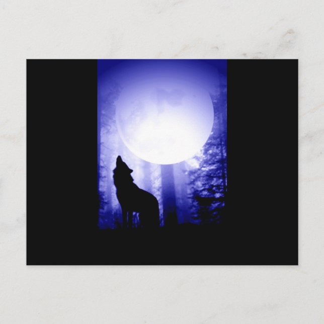 Lonely Wolf Howling auf Moon Postkarte (Vorderseite)
