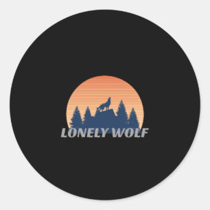 Lonely Wolf Phantastisch Howling Fade Sunset Silho Runder Aufkleber