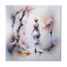 Lonely Woman Walking Fliese