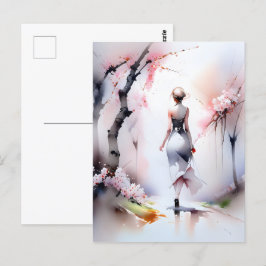 Lonely Woman Walking Postkarte