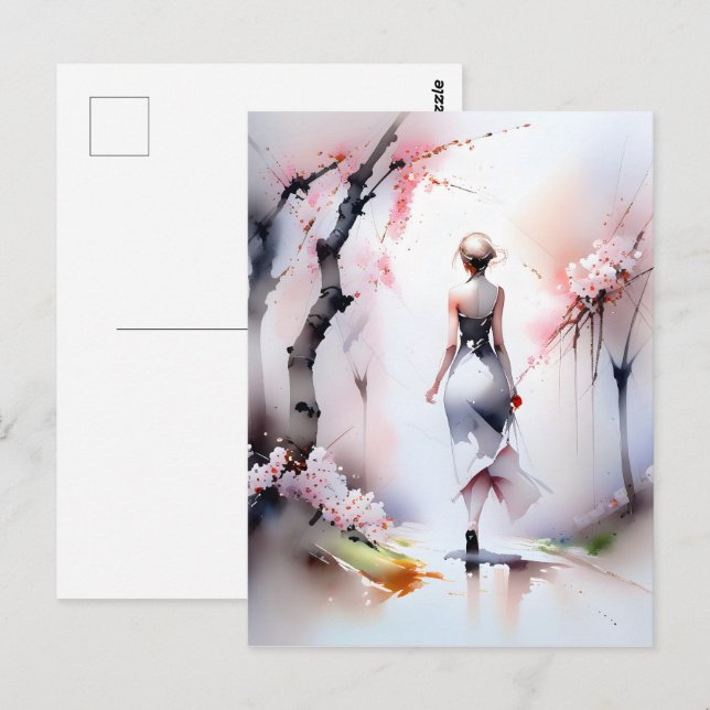 Lonely Woman Walking Postkarte (Vorne/Hinten)