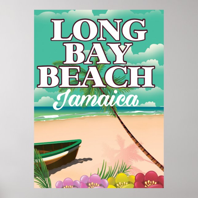 Long bay beach Jamaïque affiche Voyage (Devant)