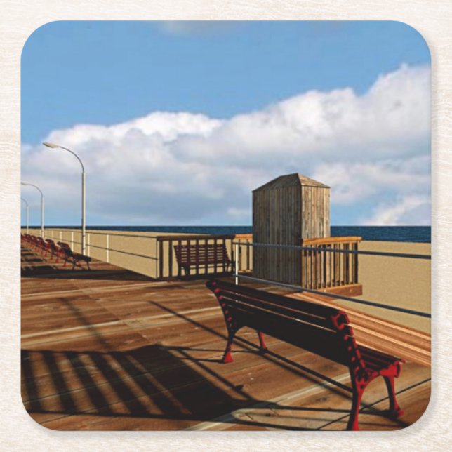 Long Beach boardwalk Rechteckiger Pappuntersetzer (Vorderseite)