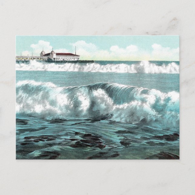 Long Beach Breakers Vintag Postkarte (Vorderseite)