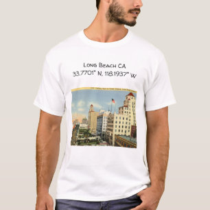 Long Beach CA Map koordiniert Vintagen Stil T-Shirt