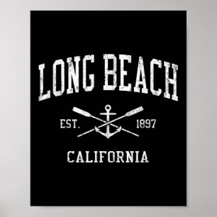 Long Beach Ca Vintag überquerte Oars & Amp; Boat A Poster