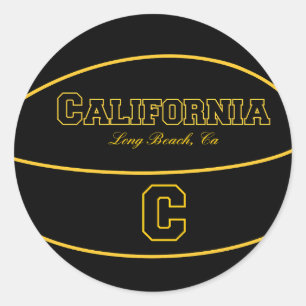 Long Beach California CA Basketball Logo Runder Aufkleber