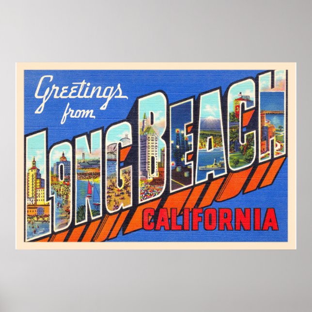 Long Beach California CA Large Letter Postcard Poster (Vorne)