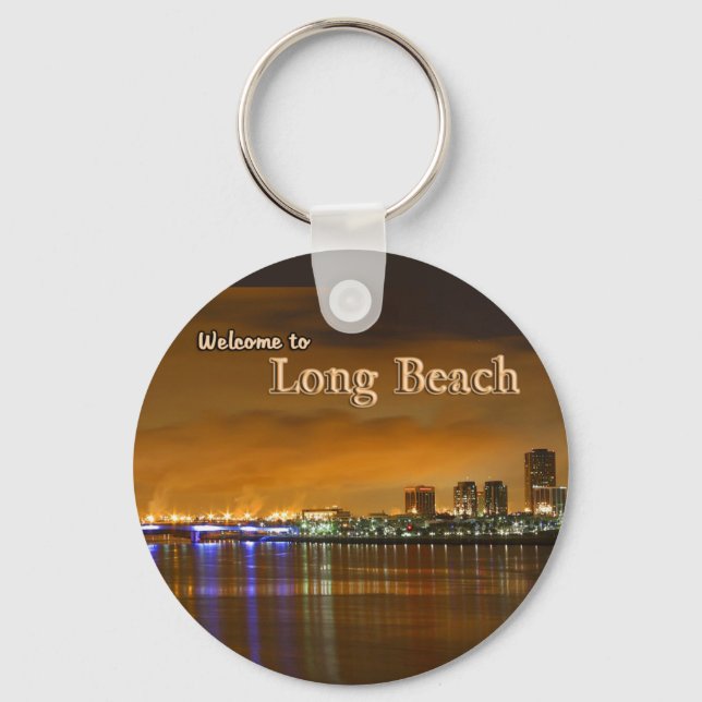 Long Beach California in der Nacht Schlüsselanhänger (Vorderseite)