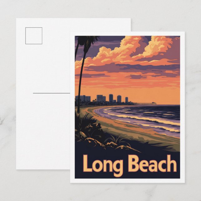 Long Beach California Postkarte (Vorne/Hinten)