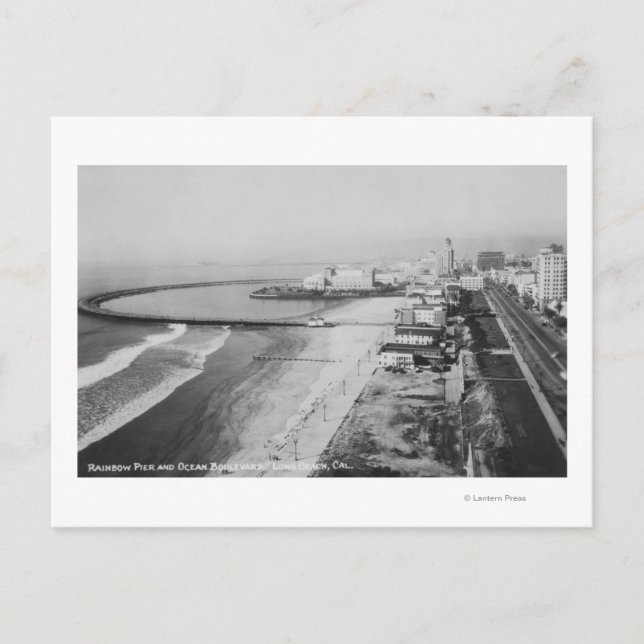 Long Beach, California Rainbow Pier and Ocean Postkarte (Vorderseite)