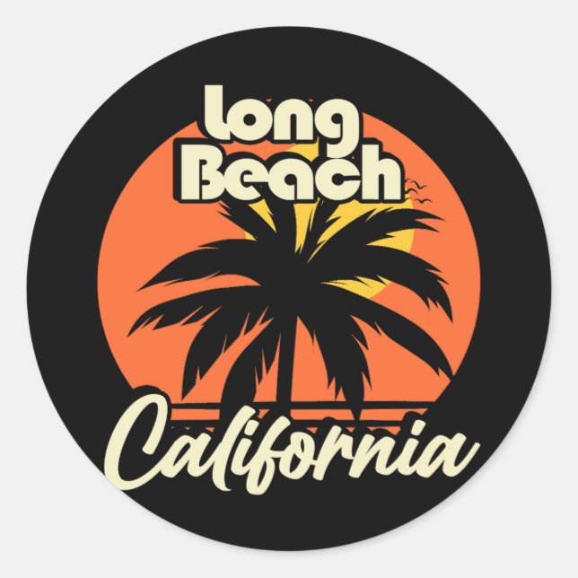 Long Beach California Runder Aufkleber (Vorderseite)