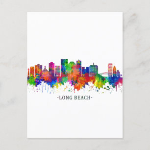 Long Beach California Skyline Einladungspostkarte
