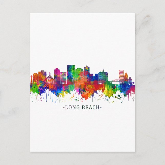 Long Beach California Skyline Einladungspostkarte (Vorderseite)