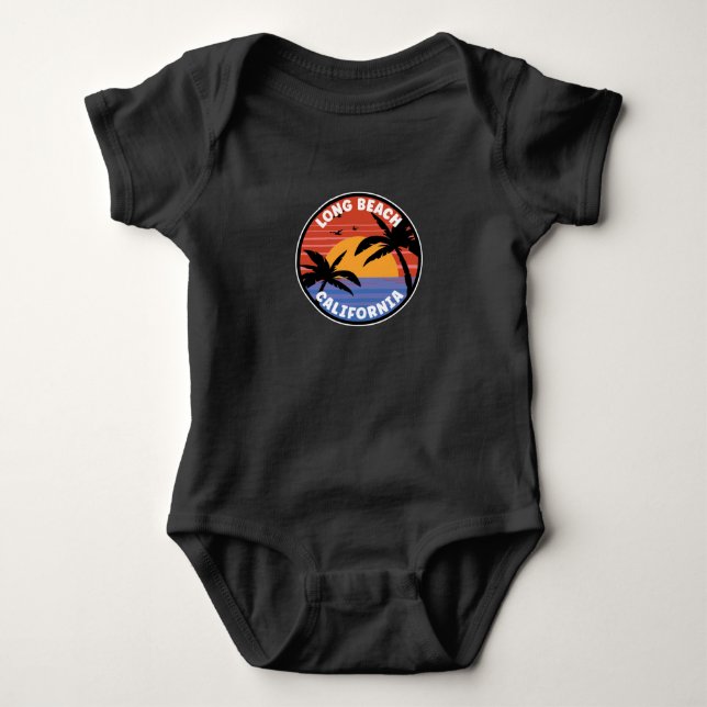 Long Beach California Sunset Paradise Baby Strampler (Vorderseite)