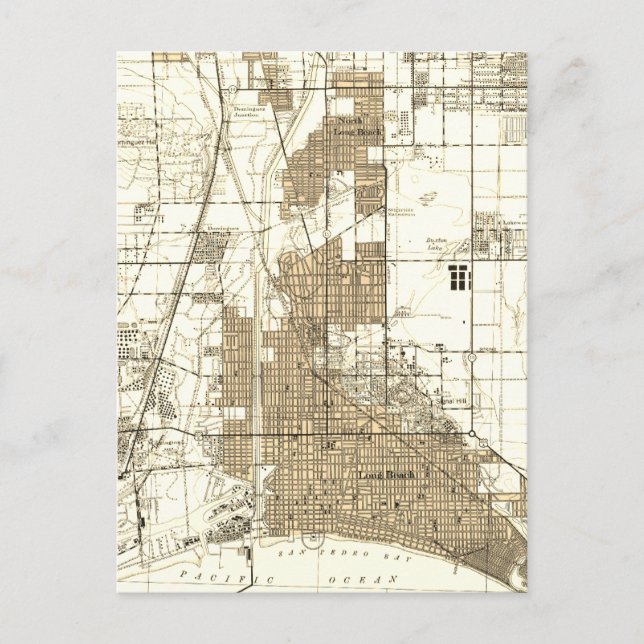 Long Beach California Vintage Karte (Vorderseite)