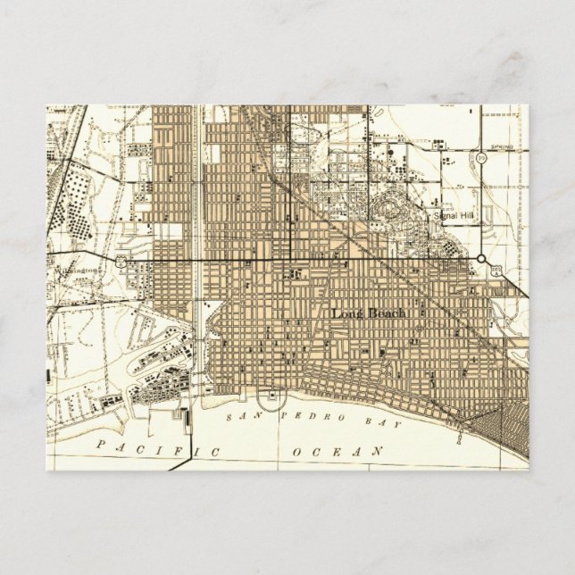 Long Beach California Vintage Karte (Vorderseite)