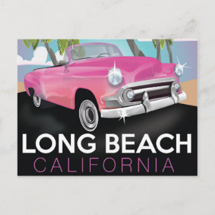Long Beach California Vintage-Reiseplakat Postkarte