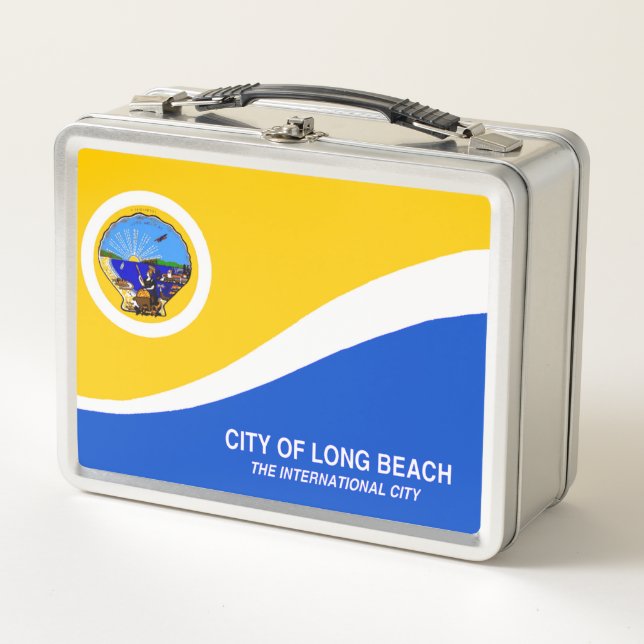 Long Beach City Flagge Metall Brotdose (Vorderseite)