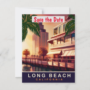 Long Beach Coastal Retro-Hochzeits-Einladung Save The Date