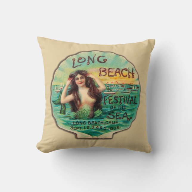 Long Beach Festival 1908 des Meeres Kissen (Vorderseite)