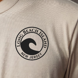 Long Beach Island Black Ocean Wave Circle Design T-Shirt