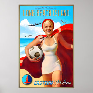 Long Beach Island New Jersey Eastern Air Lines Neu Poster