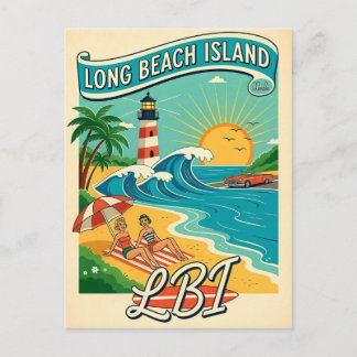 Long Beach Island NJ Jersey Shore Retro-Reiseziel Postkarte