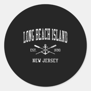 Long Beach Island Nj Vintag überquerte Oars &Amp; Runder Aufkleber