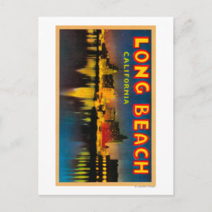 Long Beach, Kalifornien - Große Briefmarkenszenen Postkarte