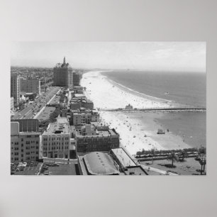 Long Beach, Kalifornien-Küstenlinie und Strand Poster