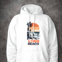 Long Beach Kalifornien Retro-Sonnenuntergang Palme Hoodie