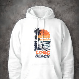Long Beach Kalifornien Retro-Sonnenuntergang Palme Hoodie