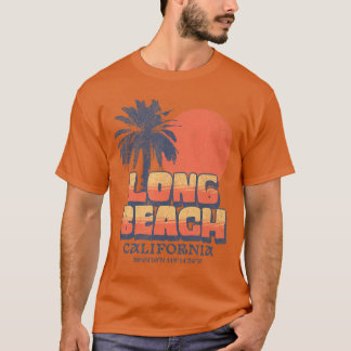 Long Beach Kalifornien Retro Sonnenuntergang Palme T-Shirt