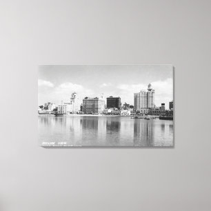 Long Beach, Kalifornien Stadt-Skyline-Ansicht Leinwanddruck