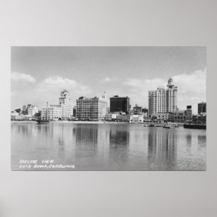 Long Beach, Kalifornien Stadt-Skyline-Ansicht Poster