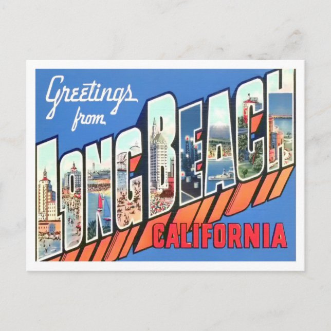 Long Beach, Kalifornien Vintag Big Letters Postkarte (Vorderseite)