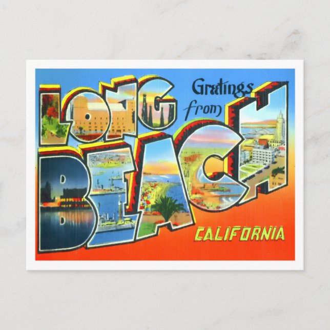 Long Beach, Kalifornien Vintag Big Letters Postkarte (Vorderseite)