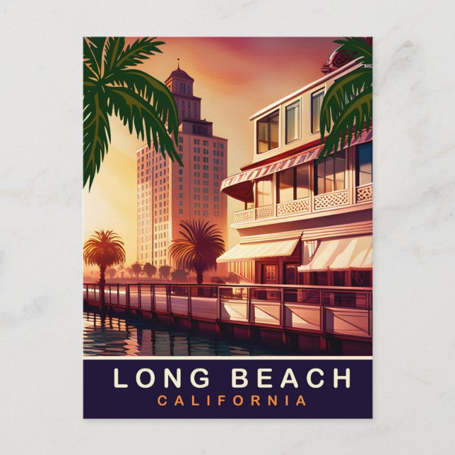 Long Beach, Kalifornien, Wasserfront, Reisen Postkarte (Vorderseite)