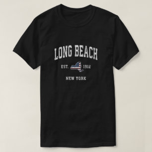 Long Beach New York NY Vintag American Flag Sport T-Shirt