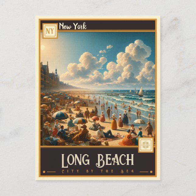 Long Beach, New York | VINTAG Postkarte (Vorderseite)