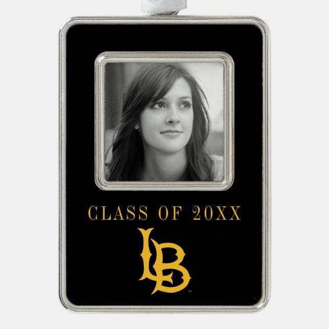 Long Beach Staat Logo Rahmen-Ornament Silber (Vorderseite)