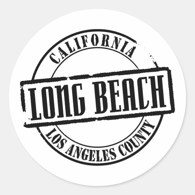 Long Beach Titel Runder Aufkleber (Vorderseite)
