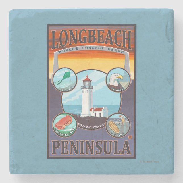 Long Beach, WashingtonTravel Steinuntersetzer (Vorderseite)
