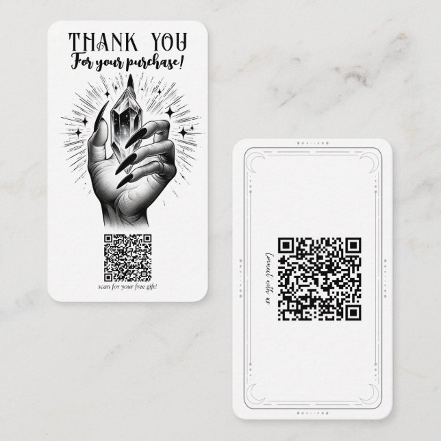 Long Black Nails & Crystal Energy Free Geschenk QR Visitenkarte (Vorne/Hinten)