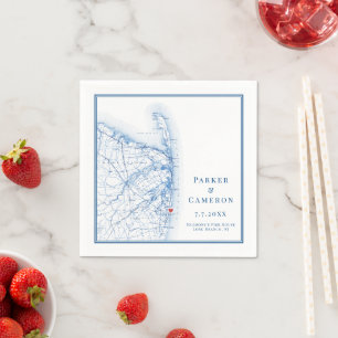Long Branch New Jersey Karte Elegante Wedding Serviette